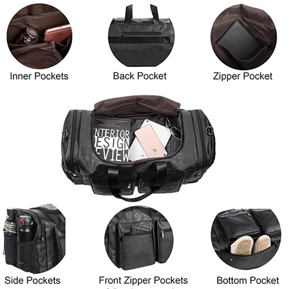 NEW! Leather Ashpel Weekender Travel Tote - Picture 4 of 6